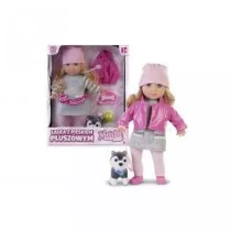 Artyk Natalia pop met pluchen hond 35 cm, Artyk 121661