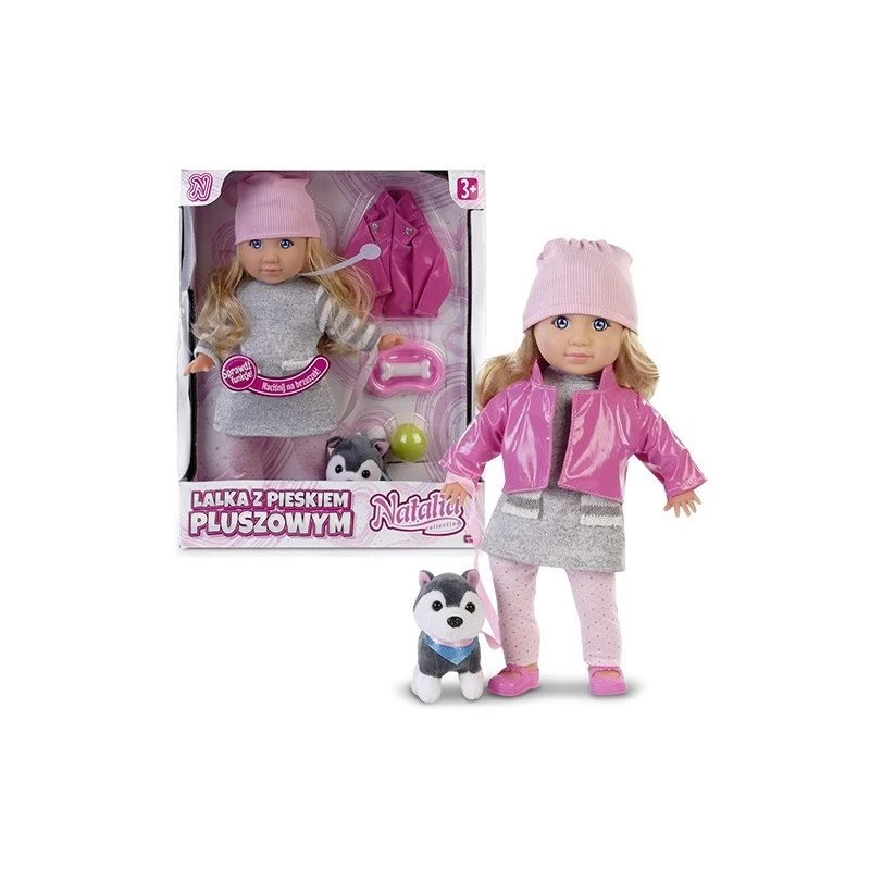Artyk Natalia pop met pluchen hond 35 cm, Artyk 121661