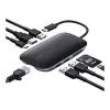 AUKEY CB-C71 8-in-1 USB-C-hub, 3x USB-A 3.0, HDMI 4K@30Hz, Gigabit RJ45, SD/microSD, USB-C PD 100 W, kabel 0,15 m, aluminium, zwart
