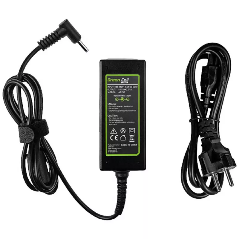 AC-naar-DC laptopvoedingsadapter Green Cell AD74P 45W 19,5V 2,31A voor binnen, zwart