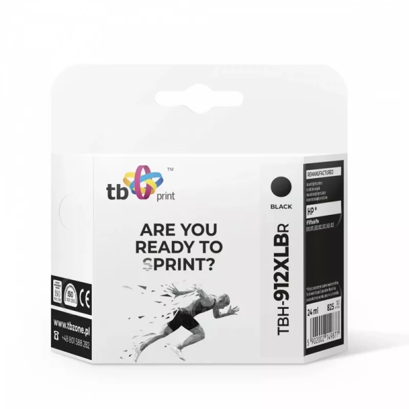 Inktcartridge TB compat. S HP OfficeJet Pro 8025 912XL, BK reman.