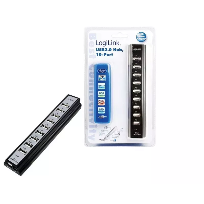 LogiLink UA0096 USB-hub 480 Mbit/s zwart