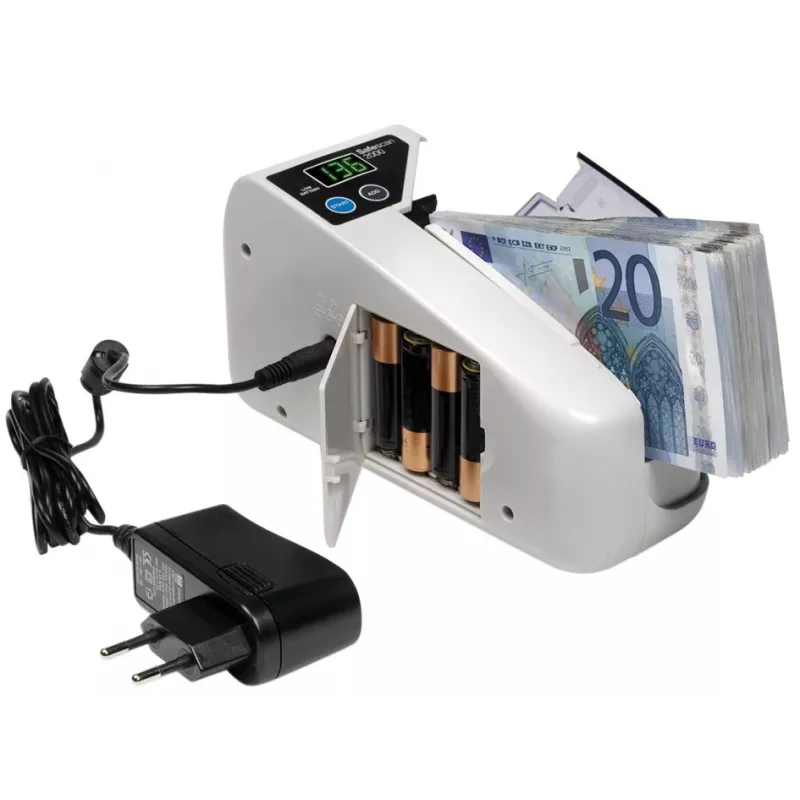 Safescan 2000 draagbare biljettenteller, 600 biljetten/min, werkt op batterijen of netstroom