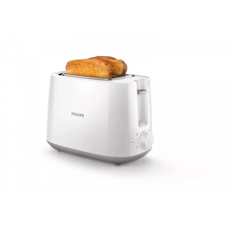 Toaster Philips Daily Collection HD2581/00 — 2 sneetjes, 830 W, 8 bruiningsstanden, wit
