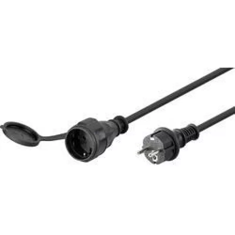 Wentronic Goobay netsnoer 5 m, zwart - randaardecontactdoos (type F, CEE 7/4) > type F (type F, CEE 7/4) (71472)