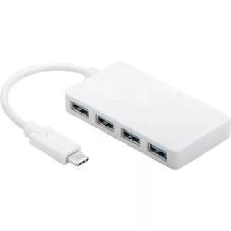 Wentronic Goobay USB-C™ 4x multiport adapter, wit - gelijktijdige aansluiting van 4x USB 3.0 A-bus op USB-C™-stekker (66274)