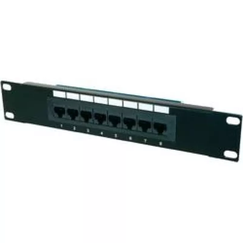 Patchpanel 10 8 poorten, Cat5e, U/UTP, 1U, zwart (compleet)