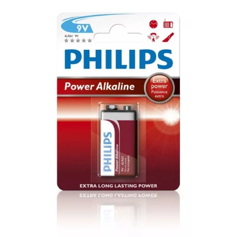 Wegwerpbatterij Philips Power Alkaline Battery 6LR61P1B/10