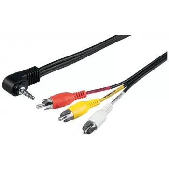 Wentronic Goobay 3,5-mm-jack/RCA-adapterkabel, 1,5 m – 3,5-mm-jackstekker (4-polig, stereo) 90° > 3x RCA-stekker (50209)