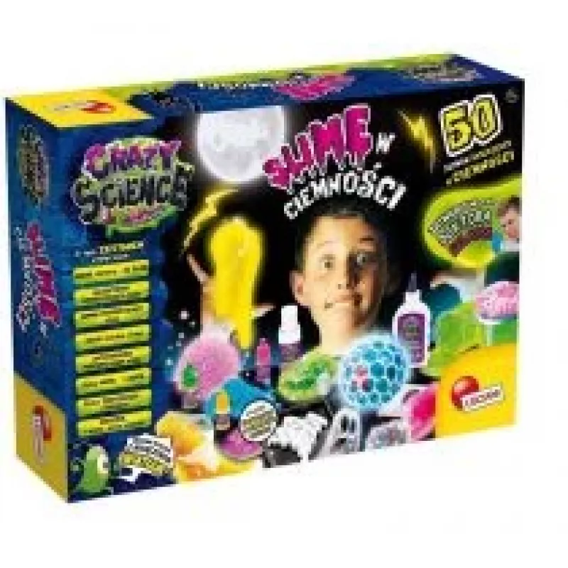 Wetenschapsbouwpakket Liscianigiochi Crazy Science slijm in het donker 304-PL89239 — experimenteerset met in het donker oplichtend slijm