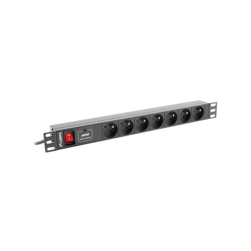 LANBERG PDU-07E-0200-IEC-BK PDU 1U 10A 7 stopcontacten Frans 2m zwart