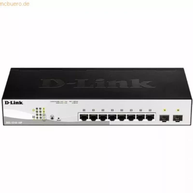 D-Link DGS-1210-10P managed L2 Gigabit Ethernet (10/100/1000) Power over Ethernet (PoE) 1U zwart