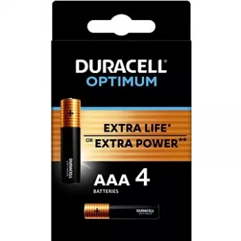 Duracell OPTIMUM AAA alkalinebatterijen 4-pack – langdurige energie voor kleine apparaten