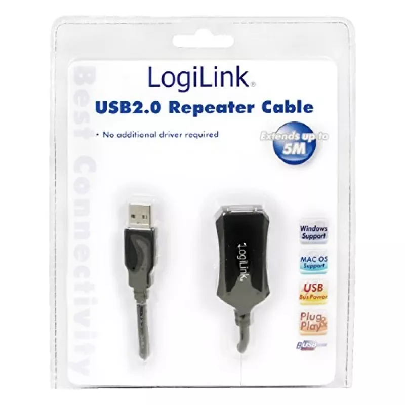 LogiLink USB 2.0 repeater-kabel - 5,0 m USB-kabel 5 m USB-A