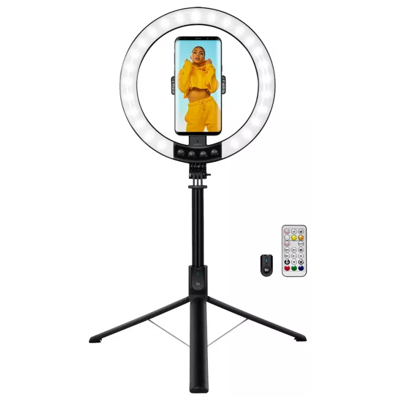 LogiLink Smartphone-ringlamp met selfie-stick-statief, DM 20cm (AA0156)