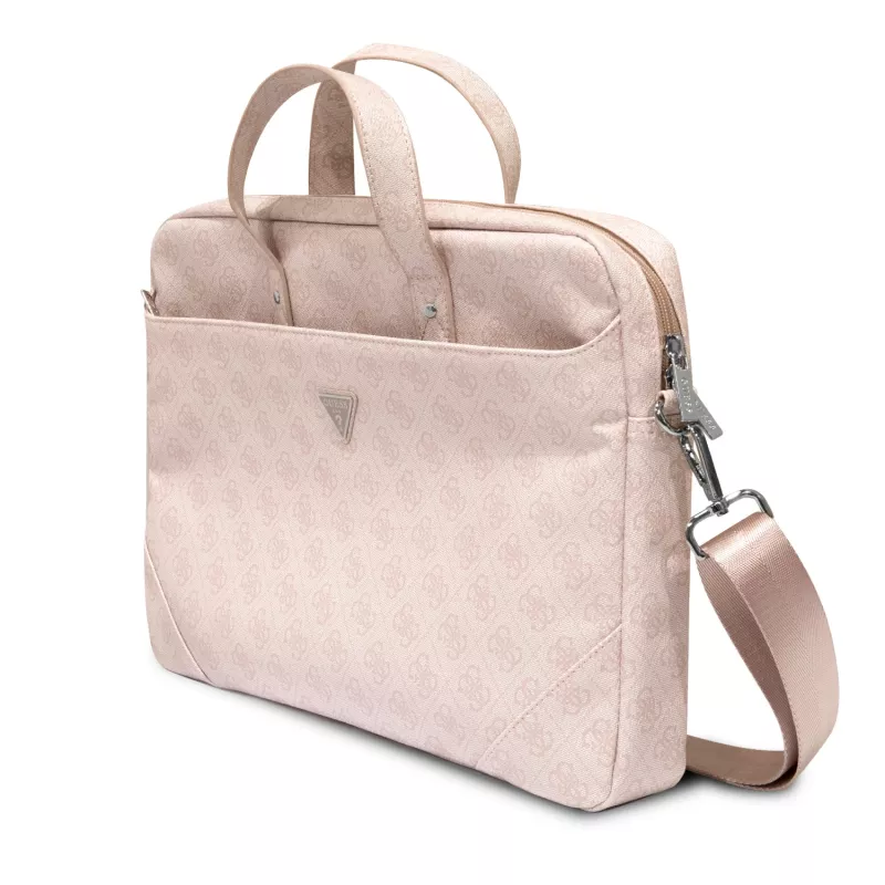 Guess 4G Triangle Logo laptoptas 16 rosé pink saffiano - GUCB15P4TP
