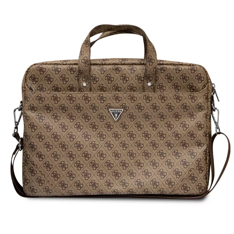 Laptoptas GUESS GUCB15P4TW 16 inch bruin saffiano met 4G-driehoeklogo
