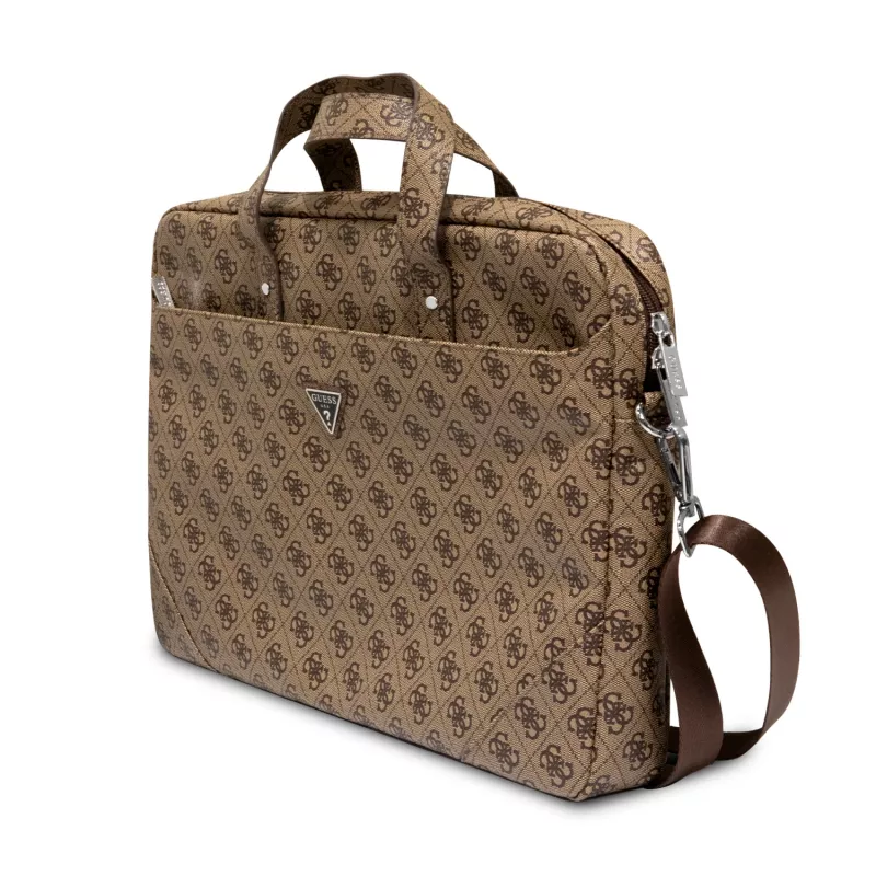 Laptoptas GUESS GUCB15P4TW 16 inch bruin saffiano met 4G-driehoeklogo