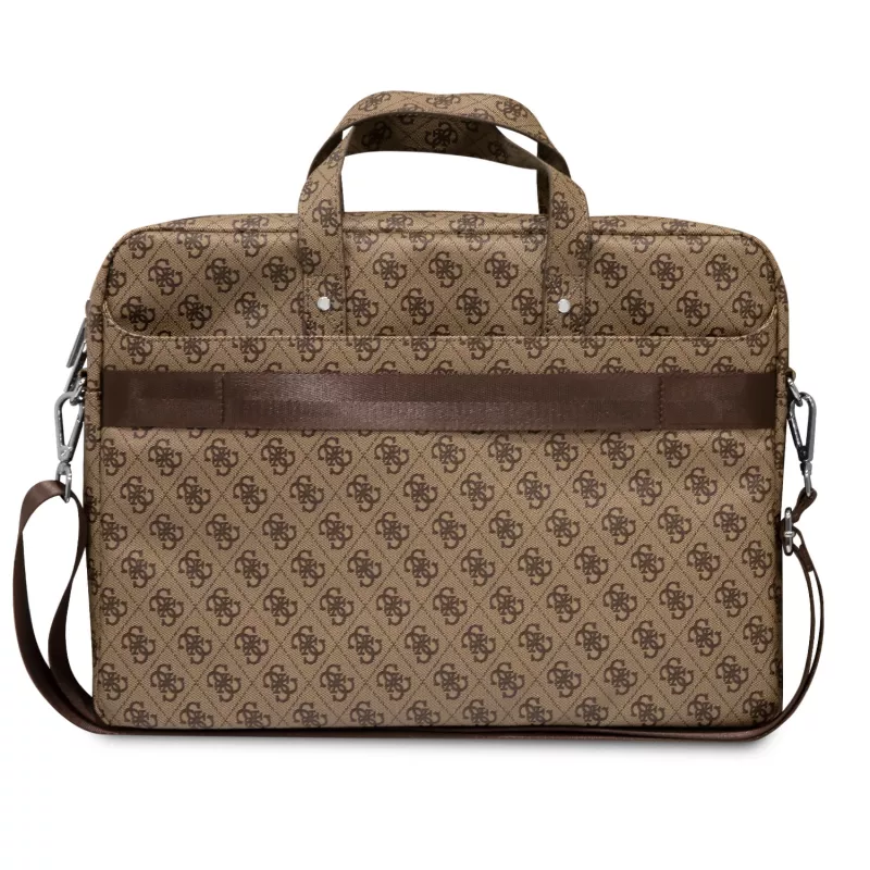 Laptoptas GUESS GUCB15P4TW 16 inch bruin saffiano met 4G-driehoeklogo