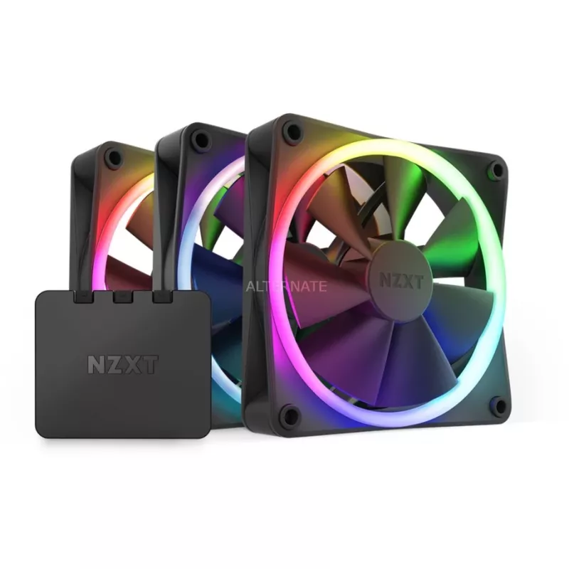 NZXT F120 RGB 120mm ARGB behuizingsventilator driepack - zwart