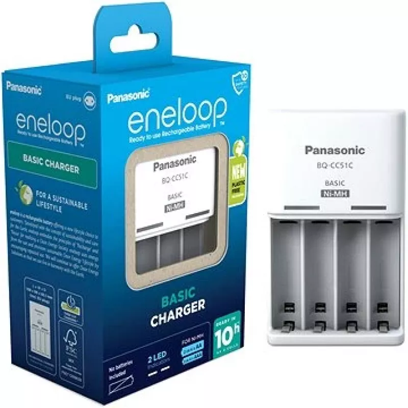 Panasonic 52051E02 Basic BQ-CC51 USB-oplader NiMH AAA/AA LED-status