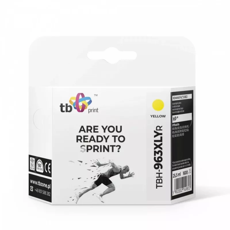 Inktcartridge TB compat. S HP OfficeJet Pro 9020 963XL, YE reman.