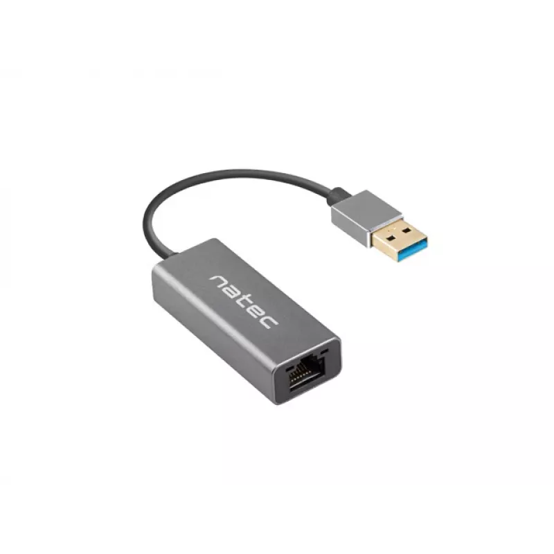 Natec Cricket NNC-1924 USB 3.0 Type-A naar RJ45 Ethernet-adapter, 1000 Mbit/s, kabel van 15 cm, zwart