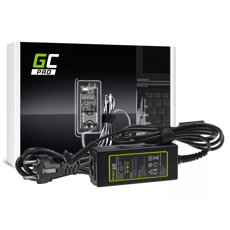 Voeding Green Cell AD70P voor ASUS laptops, 33W, 19V 1,75A, binnen, zwart