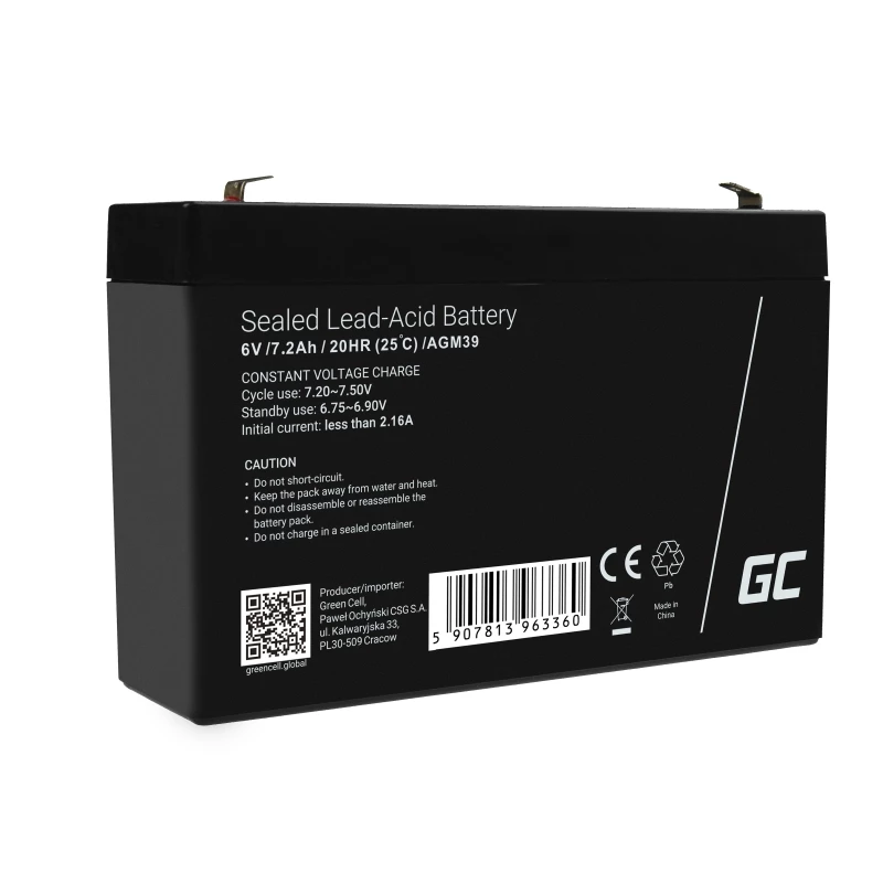 Green Cell AGM39 industriële accu 7200 mAh 6 V