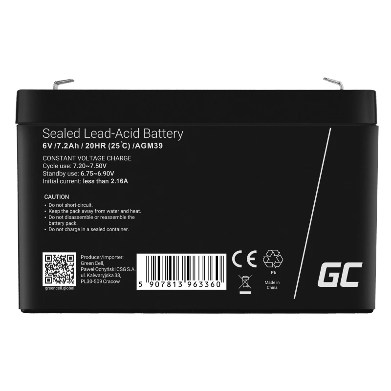 Green Cell AGM39 industriële accu 7200 mAh 6 V