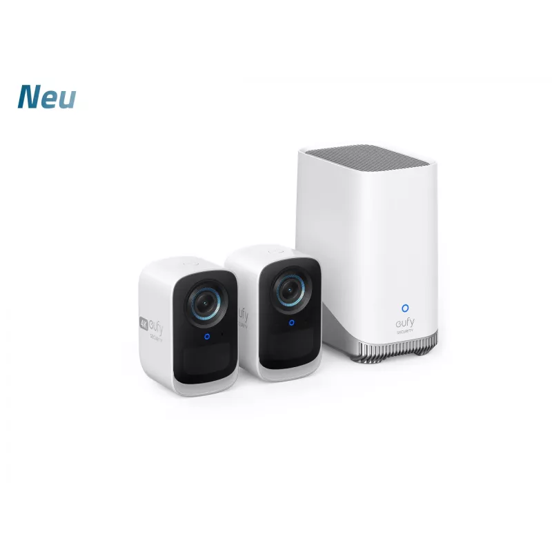 Eufy Security S300 EufyCam 3C 2-camera-set bewakingscamera buiten draadloos, 4K-camera, uitbreidbare lokale opslag tot 16 TB, gezichtsherkenning-AI