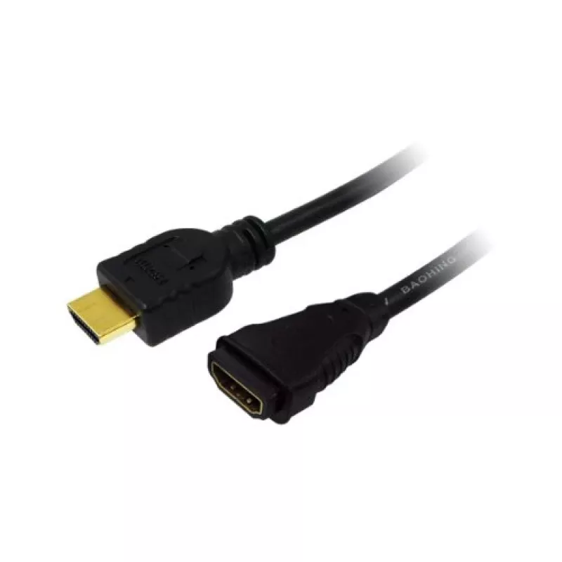 LogiLink CH0057 high-speed HDMI-verlengkabel met Ethernet, HDMI 1.4, A male – A female, 4K/30, vergulde contacten, 3 m, zwart