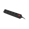 Lanberg PS1-05E-0300-BK stekkerdoos, 5 stopcontacten, 3 m, zwart, met schakelaar