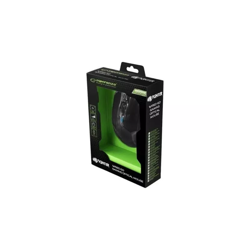 Esperanza MX205 FIGHTER - muis - USB - blauw - muis - optisch - 6 knoppen - zwart