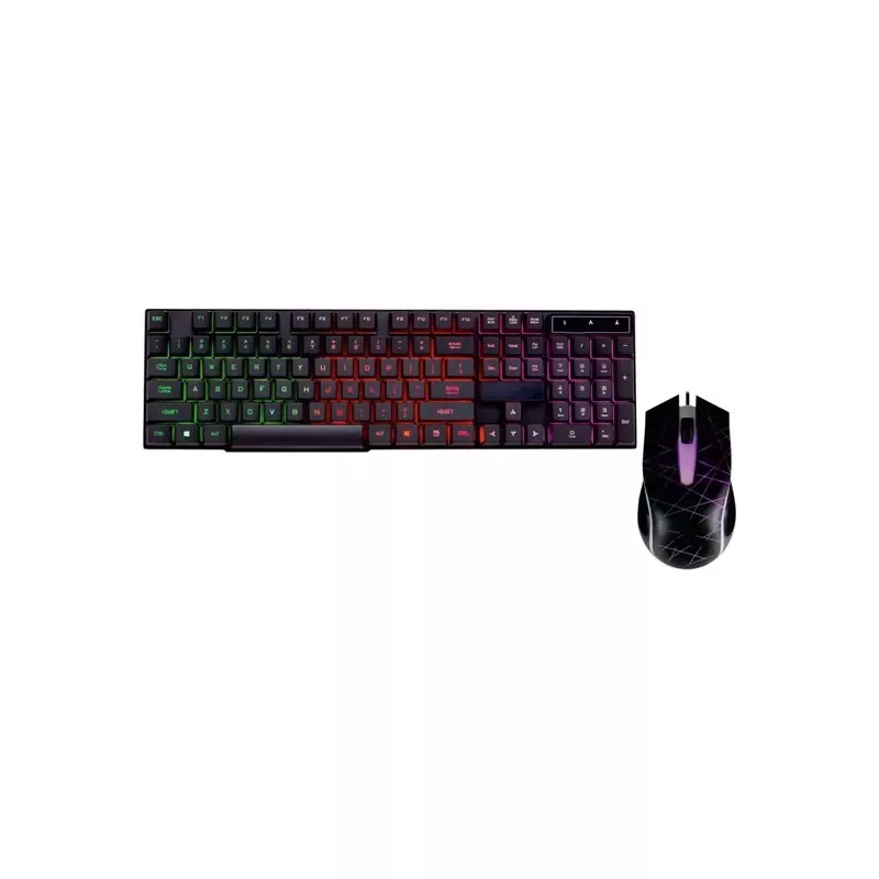ART AK-50 USB-set met verlicht toetsenbord en verlichte muis, zwart