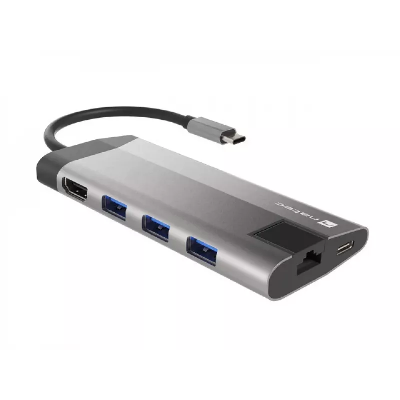 NATEC Fowler Plus USB Type-C zwart grijs MicroSD SD hub