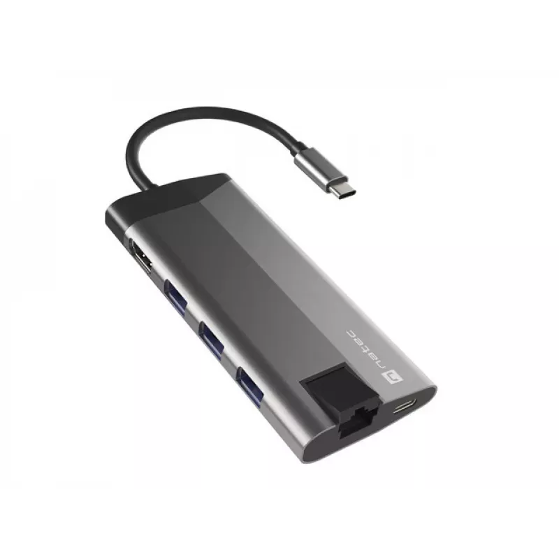 NATEC Fowler Plus USB Type-C zwart grijs MicroSD SD hub