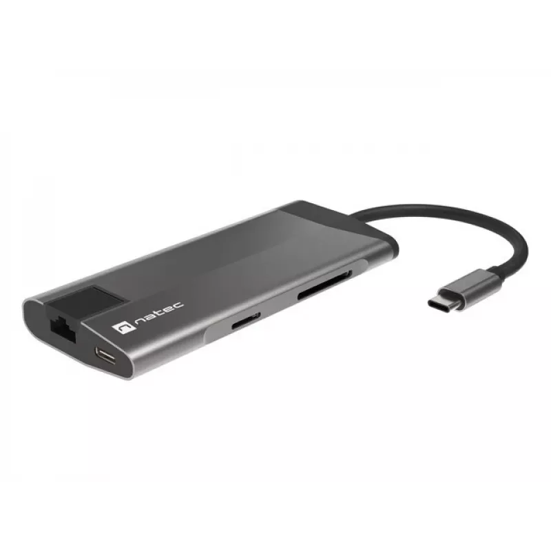 NATEC Fowler Plus USB Type-C zwart grijs MicroSD SD hub