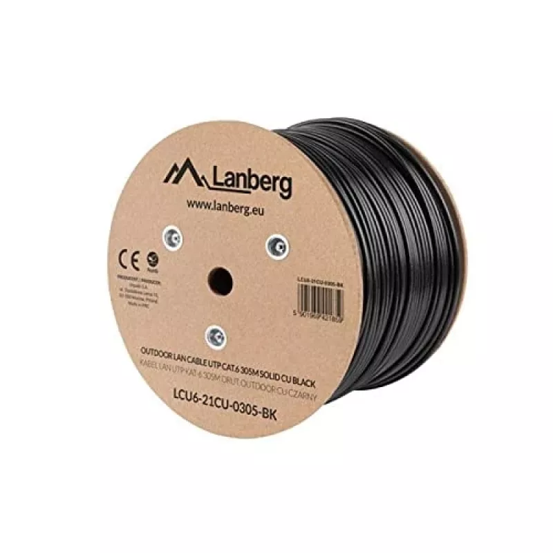 Lanberg LCU6-21CU-0305-BK Netwerkkabel zwart 305 m Cat6 U/UTP (UTP) buiten