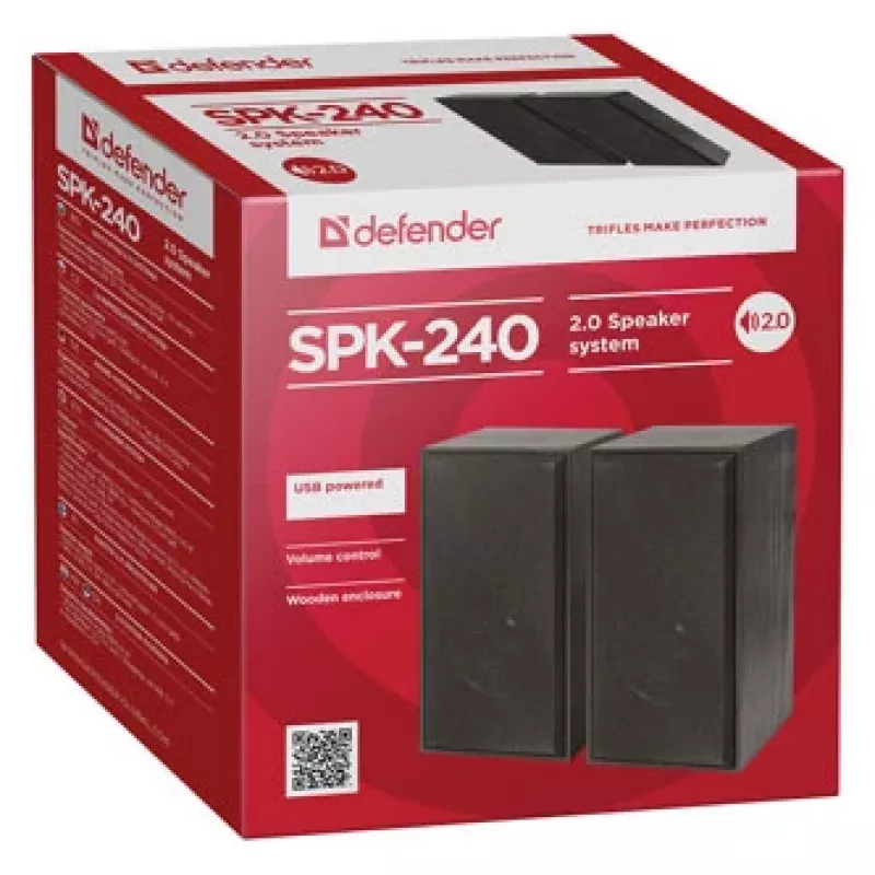 DEFENDER SPK-240 bekabelde desktopluidsprekers, 2.0, 6 W RMS, USB-voeding, 3,5 mm, zwart