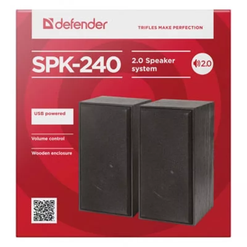 DEFENDER SPK-240 bekabelde desktopluidsprekers, 2.0, 6 W RMS, USB-voeding, 3,5 mm, zwart