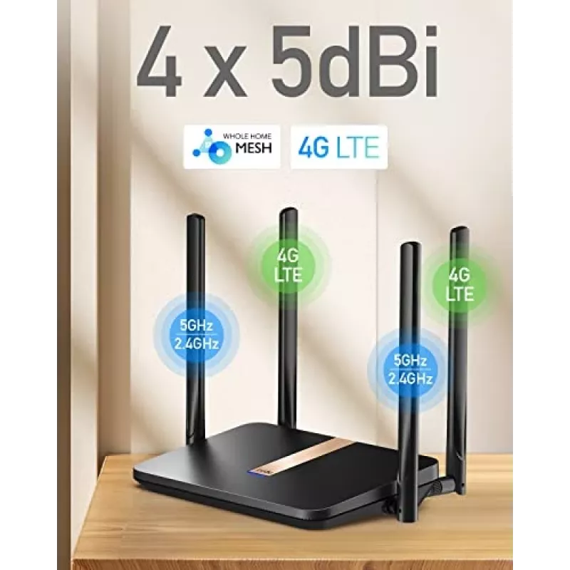 Cudy LT500D draadloze router Fast Ethernet dualband (2,4 GHz / 5 GHz) 4G zwart