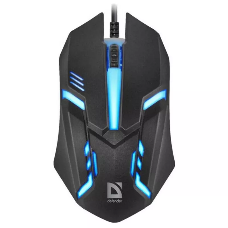 Bedrade optische muis DEFENDER CYBER MB-560L — dubbelhandig, 1200 DPI, USB Type-A, 2 knoppen, zwart