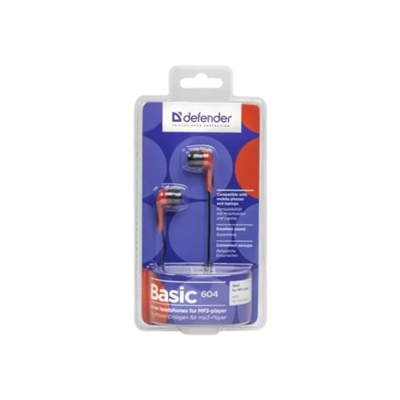 Hoofdtelefoon Defender BASIC 604 zwart-rood