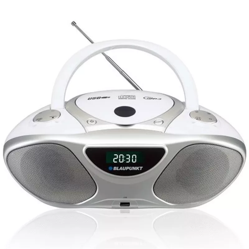 CD-recorder BLAUPUNKT BB14WH — CD-recorder met MP3-weergave, USB, LCD, klok, 2x1 W luidspreker, zilver/wit