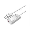 Unitek Y-247A usb-stereogeluidskaart, USB 2.0 type A naar 2x 3,5 mm minijack, aluminium, 47 x 28 mm, zilver