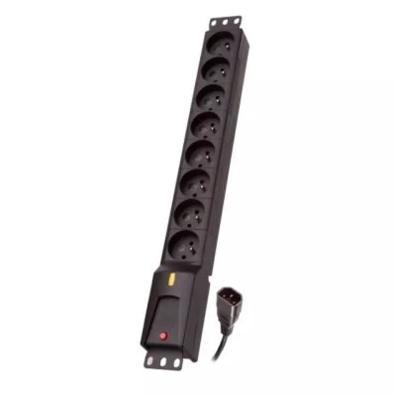Lestar IEC-stekkerdoos, 8 stopcontacten, rack 19, 3m Lzrm 810 Bw G-a K. Cz 3,0m Iec32