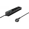 Qoltec 50105 stekkerdoos met overspanningsbeveiliging, 4-voudig, zwart
