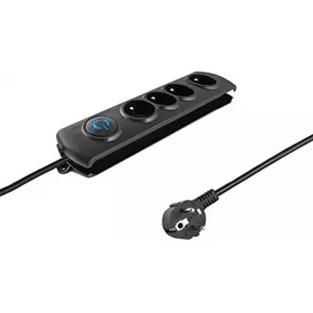 Qoltec 50105 stekkerdoos met overspanningsbeveiliging, 4-voudig, zwart