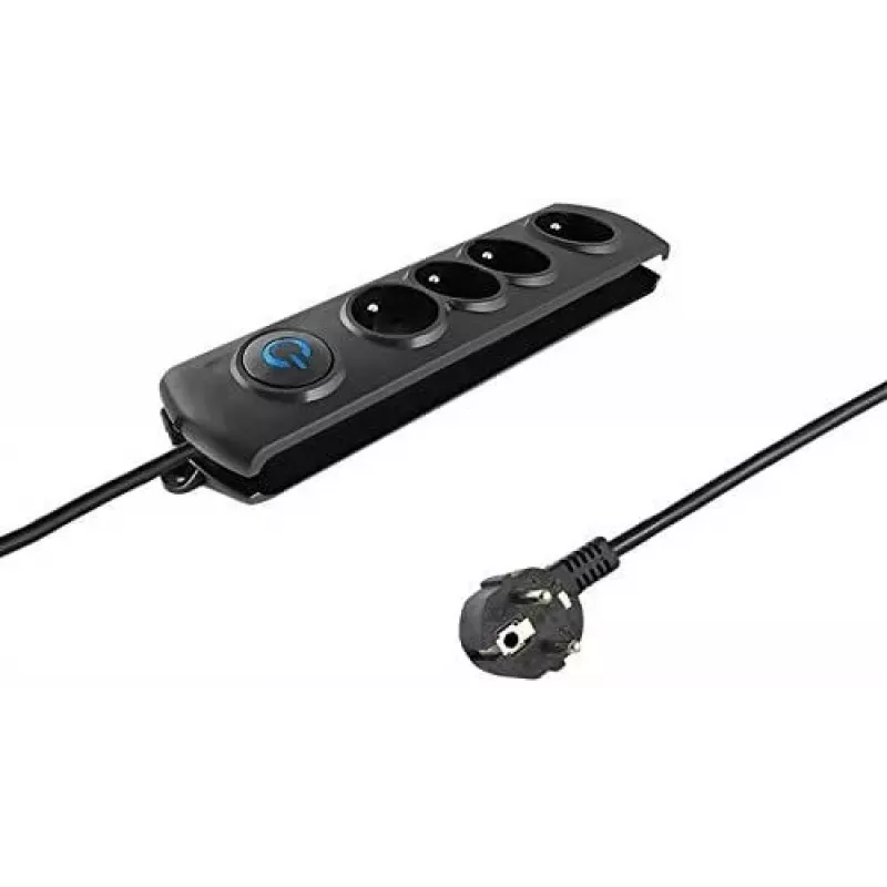 Qoltec 50105 stekkerdoos met overspanningsbeveiliging, 4-voudig, zwart